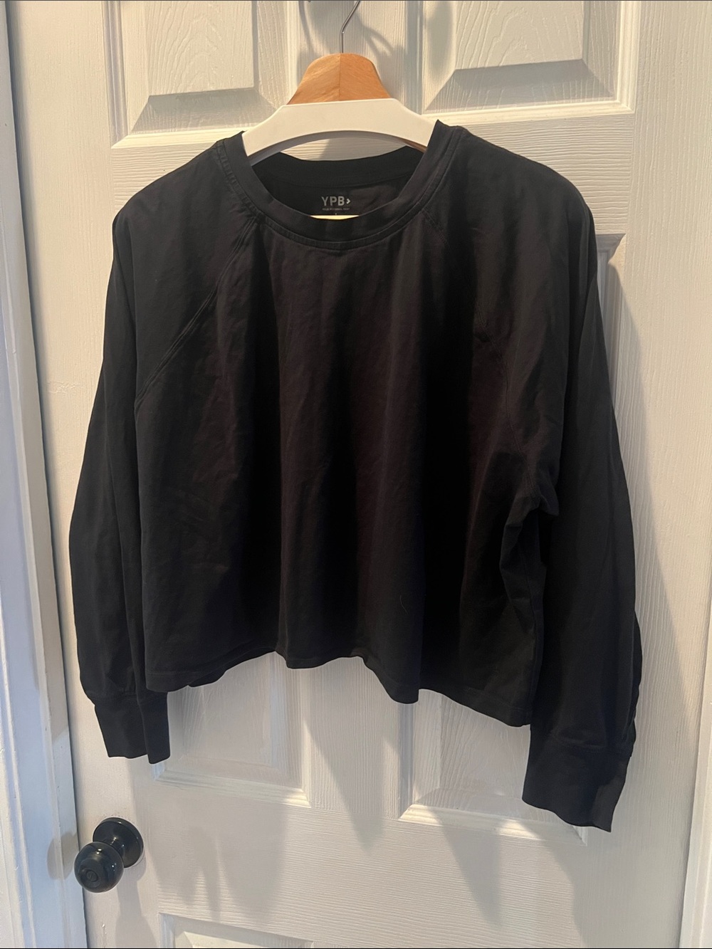 YPB Long-Sleeve Easy Tee, Onyx Black, Large